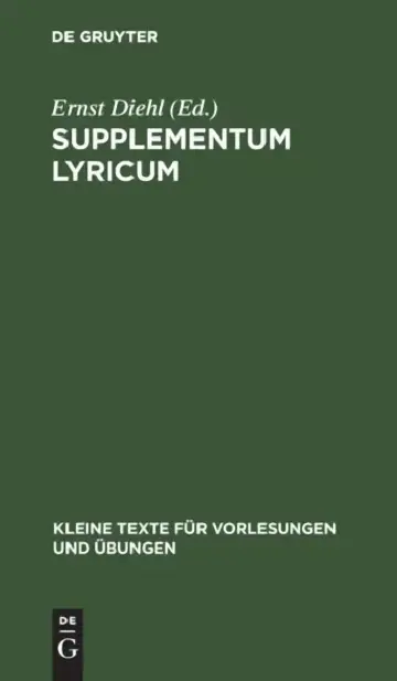 Cover of Supplementum Lyricum