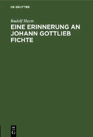 Cover of Eine Erinnerung an Johann Gottlieb Fichte