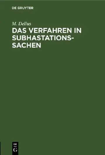 Cover of Das Verfahren in Subhastationssachen