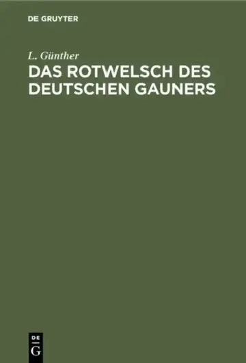 Cover of Das Rotwelsch Des Deutschen Gauners