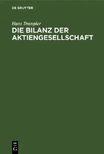 Cover of Die Bilanz Der Aktiengesellschaft