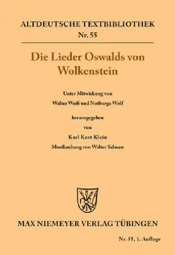 Cover of Die Lieder Oswalds von Wolkenstein