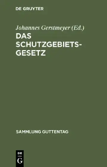 Cover of Das Schutzgebietsgesetz