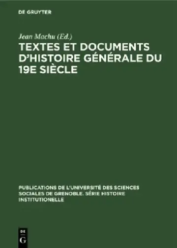 Cover of Textes et documents d'histoire générale du 19e siècle