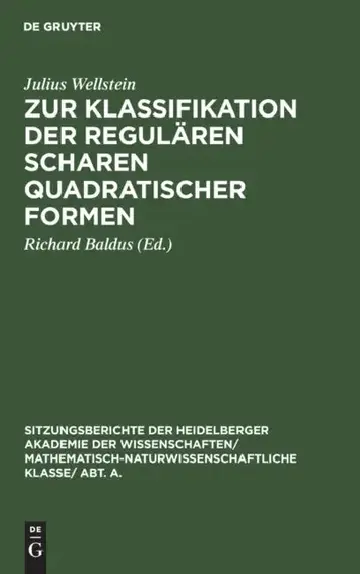 Cover of Zur Klassifikation Der Regulären Scharen Quadratischer Formen