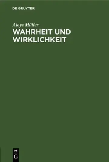 Cover of Wahrheit Und Wirklichkeit