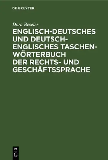 Cover of Englisch-Deutsches Und Deutsch-Englisches Taschenwörterbuch Der Rechts- Und Geschäftssprache