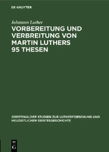Cover of Vorbereitung Und Verbreitung Von Martin Luthers 95 Thesen