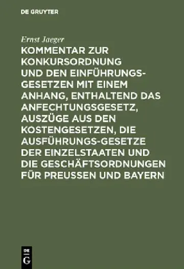 Cover of Kommentar Zur Konkursordnung Und Den Einführungsgesetzen Mit Einem Anhang, Enthaltend Das Anfechtungsgesetz, Auszüge Aus Den Kostengesetzen, Die Ausfü