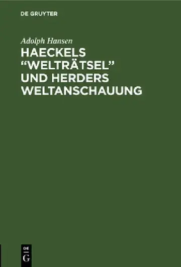 Cover of Haeckels "Welträtsel" und Herders Weltanschauung