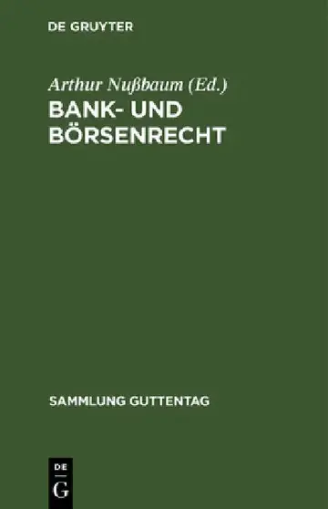 Cover of Bank- Und Börsenrecht