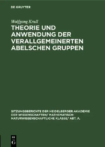 Cover of Theorie Und Anwendung Der Verallgemeinerten Abelschen Gruppen