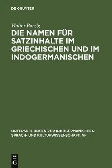 Cover of Die Namen für Satzinhalte im Griechischen und im Indogermanischen