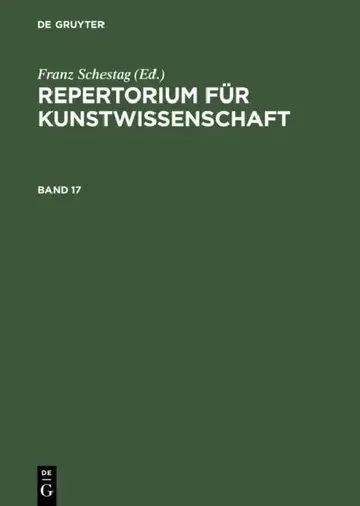 Cover of Repertorium Für Kunstwissenschaft. Band 17