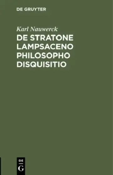 Cover of De Stratone Lampsaceno philosopho disquisitio