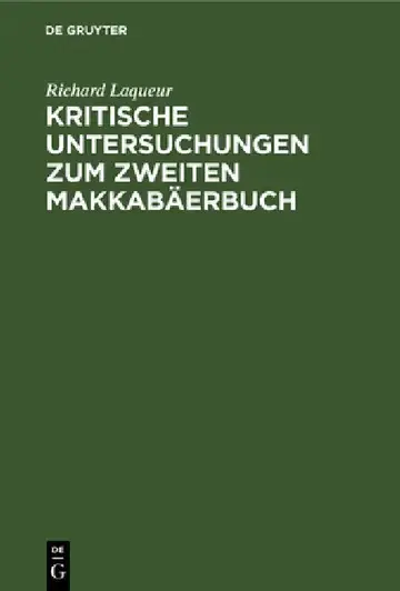 Cover of Kritische Untersuchungen Zum Zweiten Makkabäerbuch