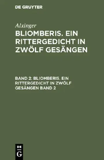 Cover of Bliomberis. Ein Rittergedicht in zwölf Gesängen