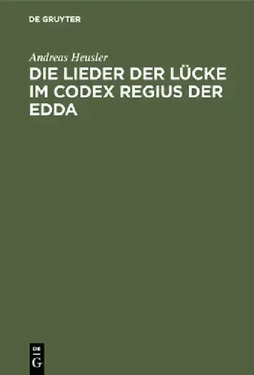 Cover of Die Lieder Der Lücke Im Codex Regius Der Edda