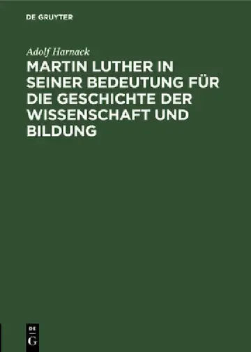 Cover of Martin Luther in Seiner Bedeutung Für Die Geschichte Der Wissenschaft Und Bildung