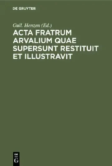 Cover of Acta fratrum Arvalium quae supersunt restituit et illustravit