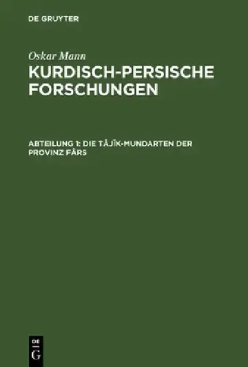 Cover of Kurdisch-persische Forschungen, Abteilung 1, Die Tâjîk-Mundarten der Provinz Fârs
