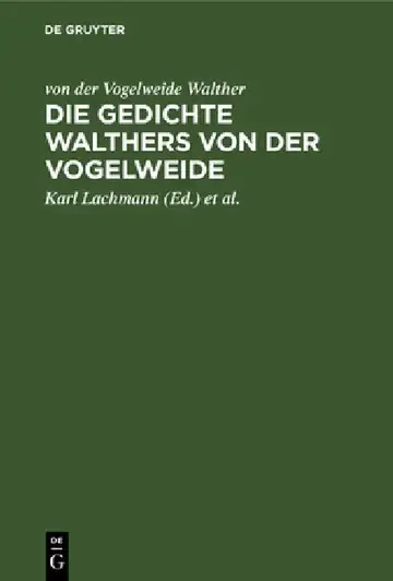 Cover of Die Gedichte Walthers Von Der Vogelweide