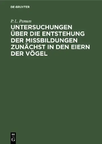 Cover of Untersuchungen Über Die Entstehung Der Missbildungen Zunächst in Den Eiern Der Vögel