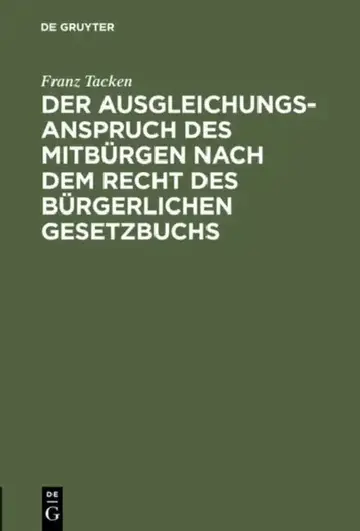 Cover of Der Ausgleichungsanspruch des Mitbürgen nach dem Recht des Bürgerlichen Gesetzbuchs
