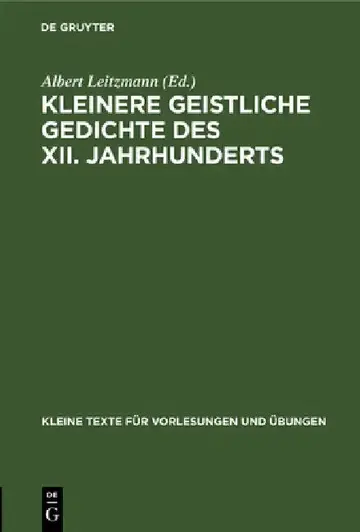 Cover of Kleinere Geistliche Gedichte Des XII. Jahrhunderts