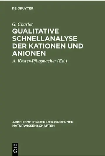 Cover of Qualitative Schnellanalyse Der Kationen Und Anionen