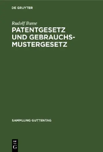 Cover of Patentgesetz Und Gebrauchsmustergesetz