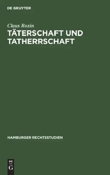 Cover of Täterschaft Und Tatherrschaft