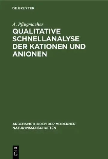 Cover of Qualitative Schnellanalyse Der Kationen Und Anionen