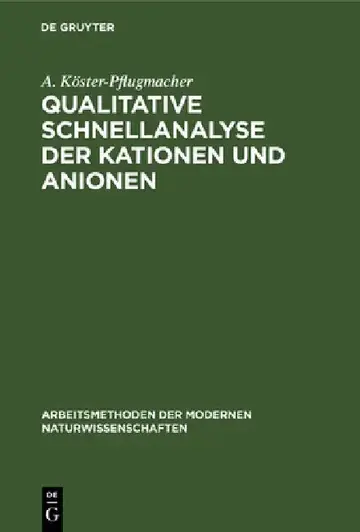 Cover of Qualitative Schnellanalyse Der Kationen Und Anionen