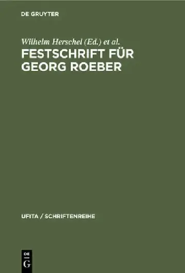 Cover of Festschrift Für Georg Roeber