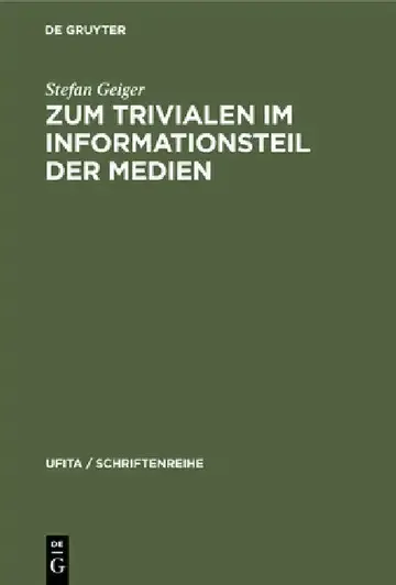 Cover of Zum Trivialen Im Informationsteil Der Medien