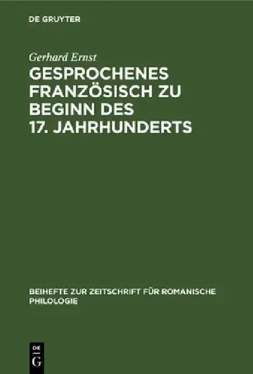 Cover of Gesprochenes Französisch Zu Beginn Des 17. Jahrhunderts