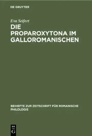 Cover of Die Proparoxytona Im Galloromanischen