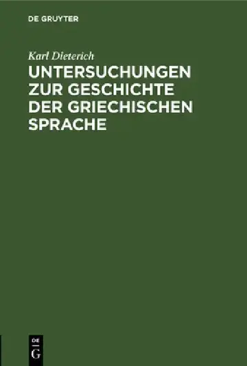 Cover of Untersuchungen Zur Geschichte Der Griechischen Sprache
