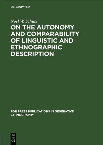 Cover of On the Autonomy and Comparability of Linguistic and Ethnographic Description