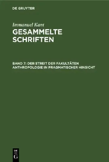 Cover of Der Streit Der Fakultäten Anthropologie in Pragmatischer Hinsicht