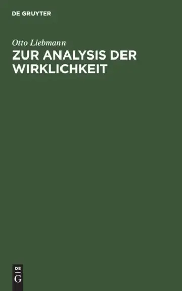 Cover of Zur Analysis Der Wirklichkeit