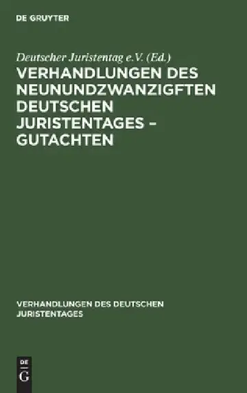 Cover of Verhandlungen Des Neunundzwanzigften Deutschen Juristentages - Gutachten