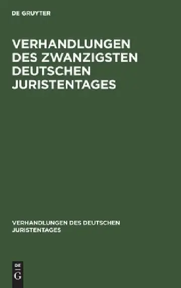 Cover of Verhandlungen Des Zwanzigsten Deutschen Juristentages