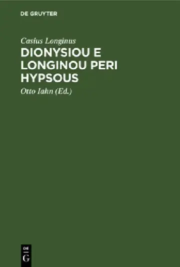 Cover of Dionysiou E Longinou Peri Hypsous
