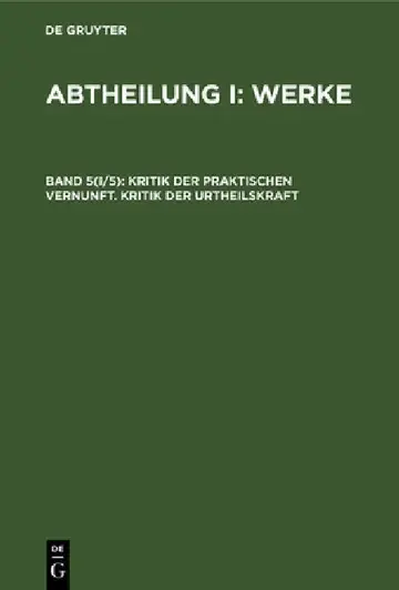 Cover of Kritik Der Praktischen Vernunft. Kritik Der Urtheilskraft