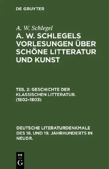 Cover of Geschichte Der Klassischen Litteratur. (1802-1803)