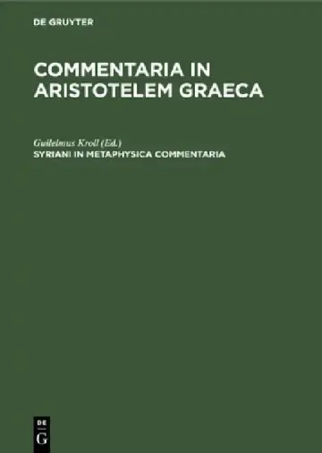 Cover of Syriani in Metaphysica Commentaria
