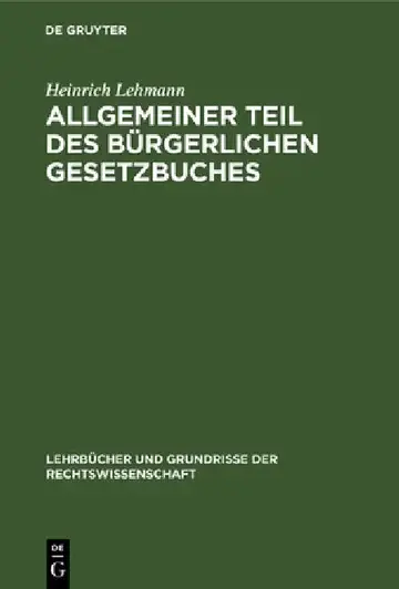 Cover of Allgemeiner Teil Des Bürgerlichen Gesetzbuches