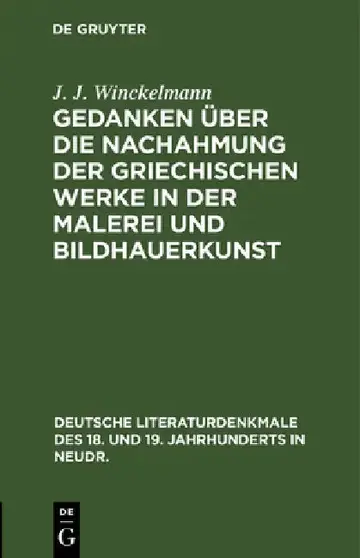 Cover of Gedanken Über Die Nachahmung Der Griechischen Werke in Der Malerei Und Bildhauerkunst